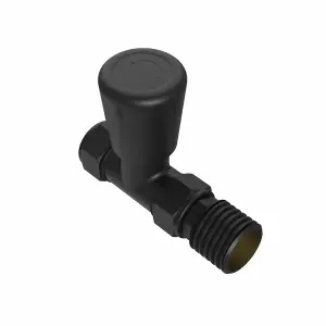 Rinse Bathrooms Straight Towel Radiator Valves Round 15mm for Towel Rail Radiator Black