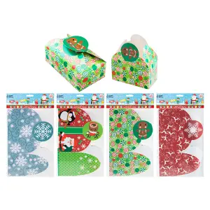 Christmas Gift Boxes 4 Xmas Themed Designs 1 x Varied Design 18x7x11cm