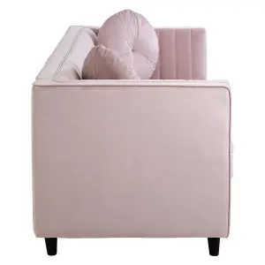 Interiors by Premier Farah 3 Seat Pink Velvet Sofa