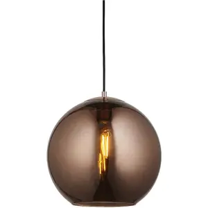 Hanging Ceiling Pendant Light - Copper Mirrored Glass & Matt Black Paint - 10W LED E27