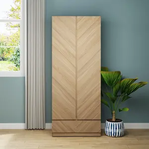 GFW Catania 2 Door 1 Drawer Wardrobe Euro Oak