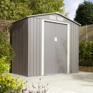 Rowlinson Trentvale 6x4 ft Apex Light grey Metal 2 door Shed