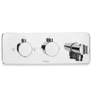 Deva Chrome Thermostatic Concealed Valve Shower Mixer - Dual Outlets Double Push Button Bath Mixer With Hot Stop 5 Year Warranty