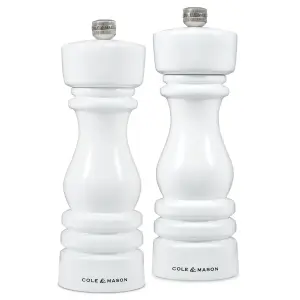 Cole & Mason London White Gloss Salt & Pepper Mill Set 180mm