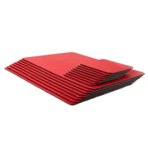 Set of 8 London Red Recycled Leather Placemats and 8 Leather Coasters