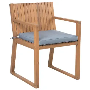 Set of 8 Garden Chairs with Cushions SASSARI Acacia Wood Blue