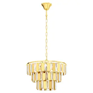 Pendant Ceiling Light Colour Brass Tiered Clear CrystalsBulb E14 5x40W