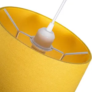 Traditional Linen Fabric Drum Shade for Pendant & Lampshade Yellow / 22cm H x 35cm W x 35cm D