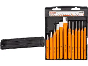 RICHMAN C5802, Heavy Duty Chisel and Punch Set 12 pcs, Hardened in Handy Case