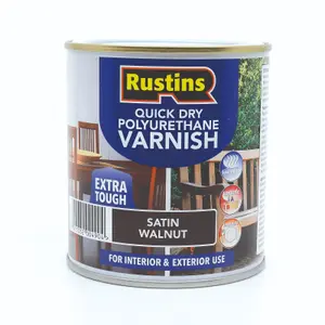 Rustins Quick Drying Polyurethane Varnish Satin Walnut 250ml