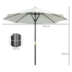 Outsunny Outdoor Market Table 3(m) Parasol Umbrella Sun Shade with 8 Ribs, Cream