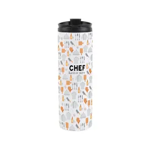 Chef Travel Mug - Novelty Trades Gift Stainless Steel Vacuum-Sealed Double-Walled Hot/Cold Drinks Travel Flask