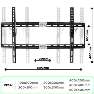 Duronic TVB777 Tilt Adjustable TV Bracket, Wall Mount with VESA 600x400 for Flat Screen Television 33-60"