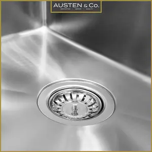 Austen & Co. Roma Stainless Steel Large Inset/Undermount Single Bowl Kitchen Sink. Lifetime Guarantee, Fast Delivery