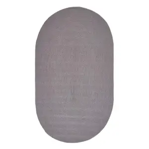 Homescapes Grey Handmade Woven Braided Oval Rug, 50 x 80 cm