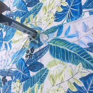 Just So Home Tobago Tropical Leaf Blue/Yellow Garden Outdoor Water Resistant Tablecloth (152cm x 213cm With Parasol Hole)