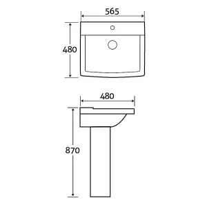 Forge Square Design Basin & Pedestal Bathroom Sink with Anti Bacterial Glaze