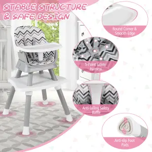 Costway 6-in-1 Baby High Chair Infant Feeding Chair Kids Stool w/Removable Tray & Cushion