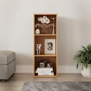 URBNLIVING 30cm Height Beech 3 Tier Wooden Bookcase Shelving Display Storage Wood Shelf Shelves Cube