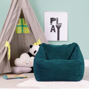 icon Kids Morgan Corduroy Armchair Bean Bag Teal Green Childrens Bean Bags