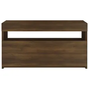 Berkfield TV Cabinet with LED Lights Brown Oak 75x35x40 cm