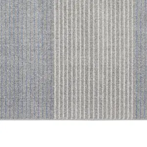 Grey Striped Modern Rug Easy to clean Dining Room-160cm X 221cm