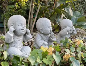 3 Small Monks Set Garden Ornaments