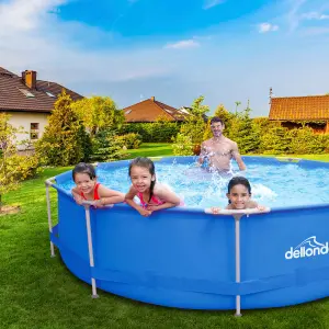 Dellonda Swimming Pool 12ft 360cm Round Steel Frame Above Ground & Filter Pump