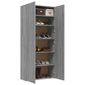 Berkfield Shoe Cabinet Grey Sonoma 80x35.5x180 cm Engineered Wood