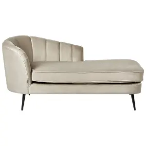 Left Hand Velvet Chaise Lounge Beige ALLIER