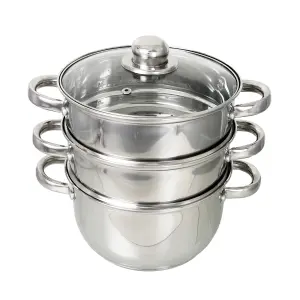 Buckingham Premium Induction Stainless Steel Three Tier Steamer Set  18 cm