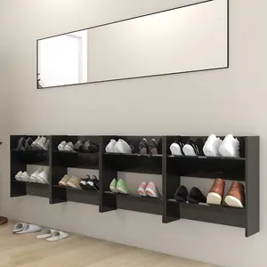 Berkfield Wall Shoe Cabinets 4 pcs High Gloss Black 60x18x60 cm Engineered Wood