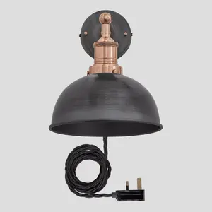 Industville Brooklyn Dome Wall Light, 8 Inch, Pewter, Copper Holder