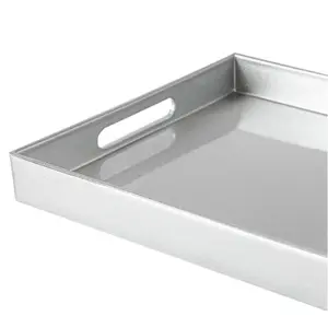 Argon Tableware - Rectangle Serving Trays - 34.5 x 25cm - Silver - Pack of 6