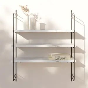 GoodHome Rigga Modular White marble effect Rectangular Floating shelf (L)60cm x (D)19cm