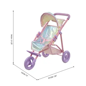 Olivia's Little World Doll Jogging-Style Pram, Pink/Grey