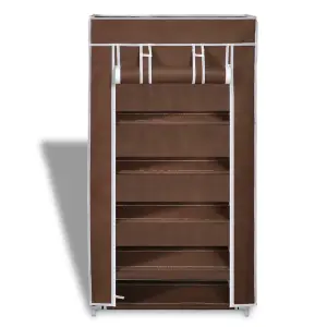 Fabric Shoe Cabinet with Cover 58 x 28 x 106 cm Brown