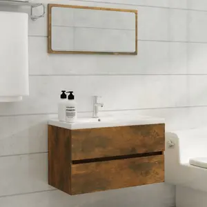 Audreigh 100mm Wall Hung Single Vanity Smoked Oak