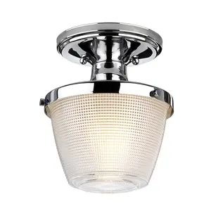 Elstead Dublin 1 Light Semi-Flush Mount, Polished Chrome, IP44, E27