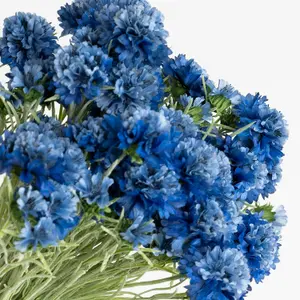 Blooming Artificial - 24-Pack of Faux Blue Cornflower Stems - Indoor Use