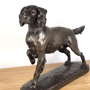 Springer Spaniel dog figurine in solid cold cast bronze designed by David Geenty