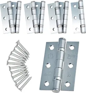 EAI - 3" Internal Door Hinges & Screws G7 FD30  - 76x50x2mm Square - Satin Chrome - Pack 4 Pairs