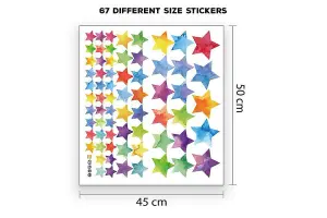 Walplus Colourful Watercolour Stars X 3 Packs Kids Sticker PVC Multicoloured