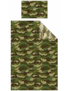 Army Camouflage Reversible Single Duvet Cover and Pillowcase Set