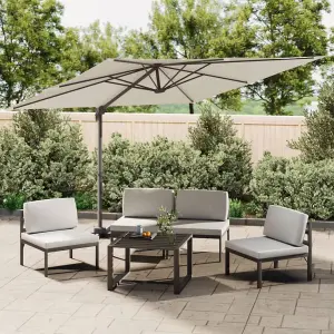 Berkfield Cantilever Garden Parasol with Aluminium Pole Sand White 300x300 cm