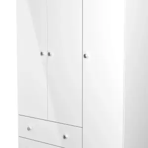 Yarmouth Ready assembled Modern White 2 Drawer Tall Triple Wardrobe (H)1960mm (W)1108mm (D)530mm