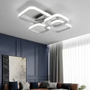 White Frame Square Contemporary LED Energy Efficient Semi Flush Ceiling Light Fixture Cool White 60cm