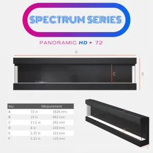 The Spectrum Series 72  Inch 3- Sided Media Wall Fire