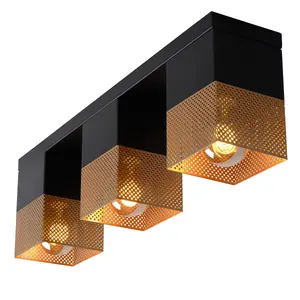 Lucide Renate Modern Flush Ceiling Light - 3xE27 - Matt Gold, Brass