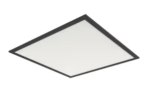 Jemison Matt Black Aluminium effect Square Neutral white LED Light panel (L)595mm